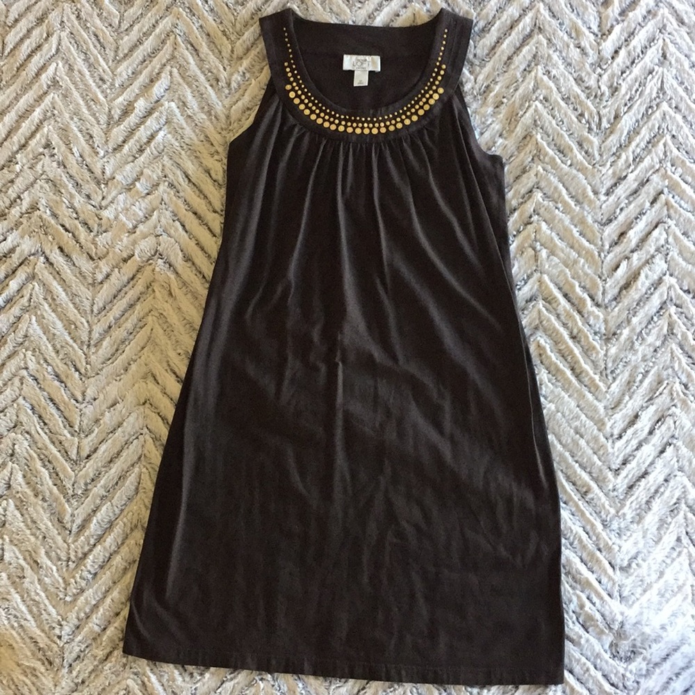 Gold Sequined Sleeveless Brown Dress